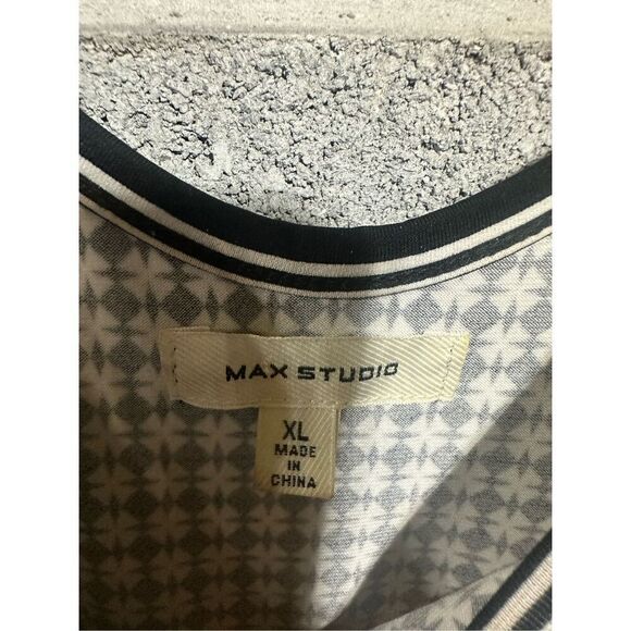 Max Studio Geometric Grid Side-Tie Wide Leg Jumpsuit Size XL Black White - Picture 4 of 4